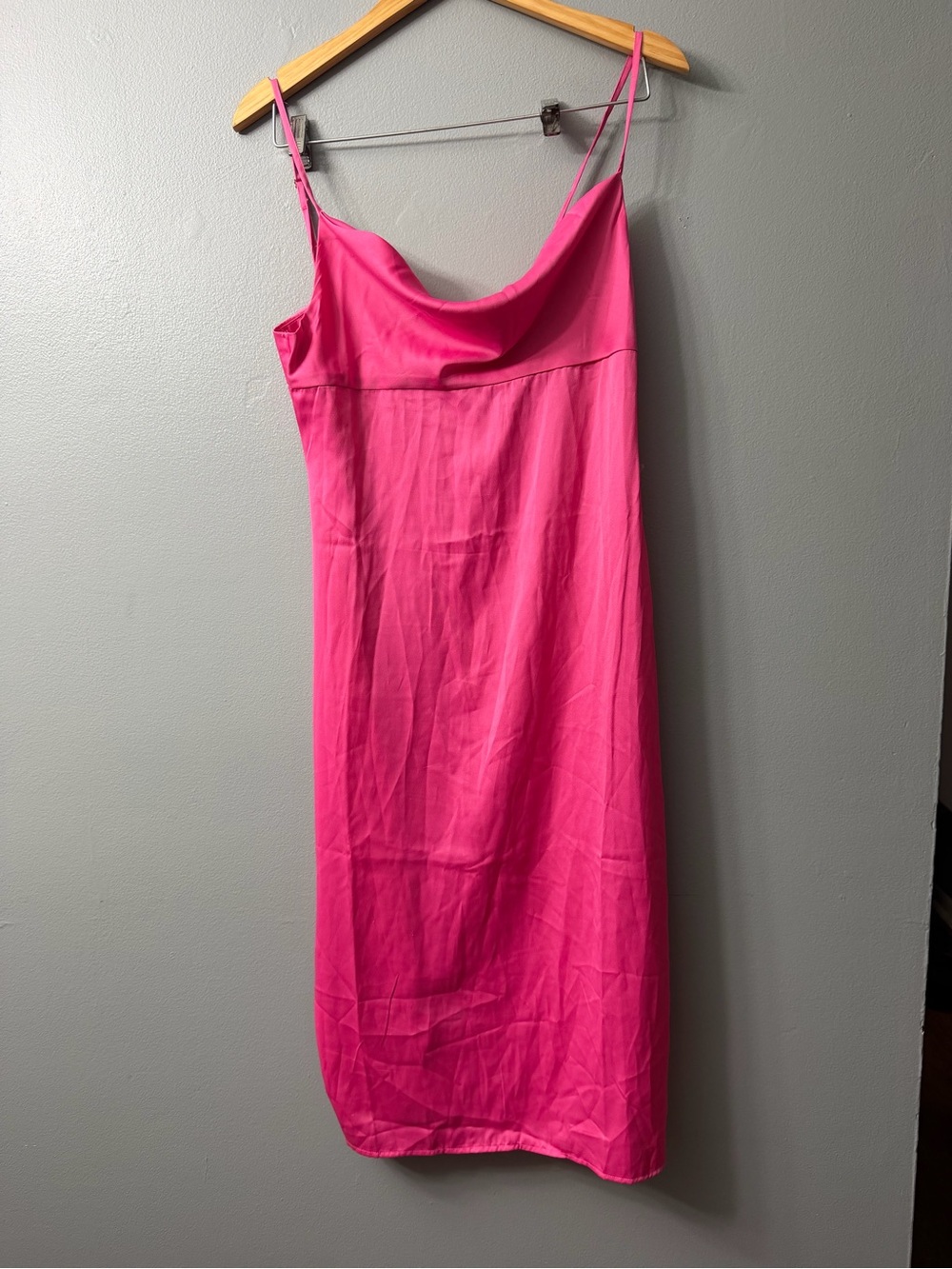 we wore what pink slip Pink Slip Midi Dress with Cowl Neck
